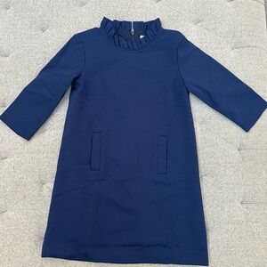 Classic Prep Stand Collar Ponte Knit Blue Dress CPC dress preppy 3/4 sleeve